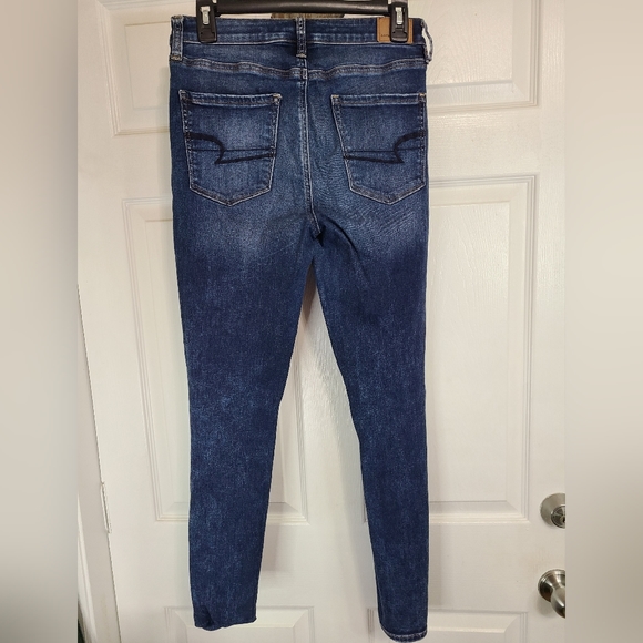American Eagle Women's Stright Leg Extra Stretch Denim Blue Jeans, Size: 8R - Picture 9 of 16